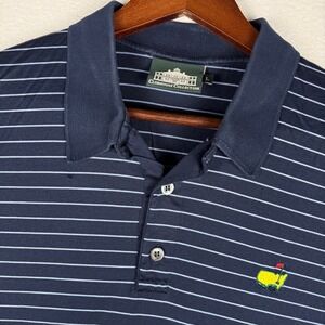 Masters Clubhouse Collection Polo Shirt Mens‎ L Navy Stripe Golf Made in Italy